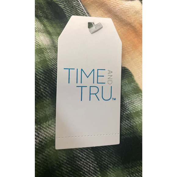 New Time and Tru Womens XXL Long Sleeve Plaid Flannel Cotton Blend Hoodie - Picture 4 of 5